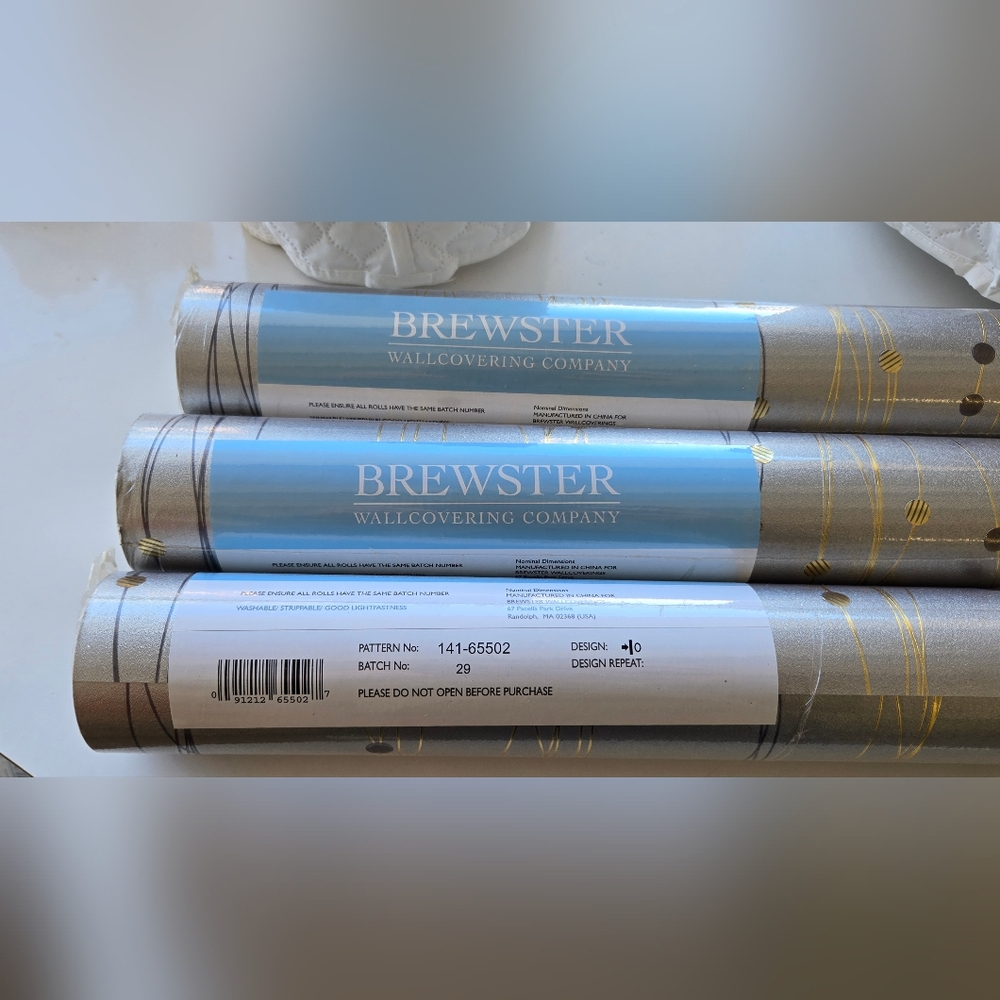 New in package 3 rolls BREWSTER WALLCOVERING WALLPAPER 141-65502